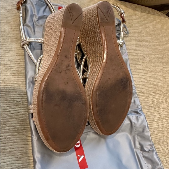 Authentic PRADA gold wedge espadrilles sz 39 - Picture 7 of 7